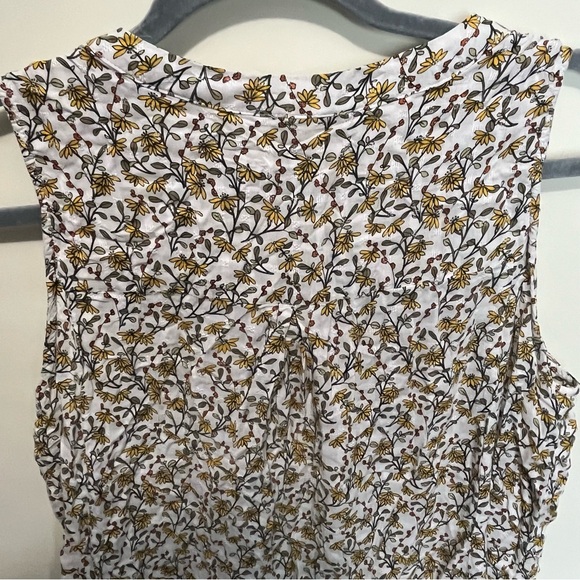 Jane + Delancey Women’s Large Button Front Swing Tank Yellow Green Gold Floral - Picture 6 of 7